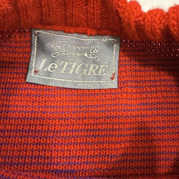Le Tigre Coogi Style Vintage Knit Cosby Aztec Printed Sweater Red Medium - Picture 7 of 12